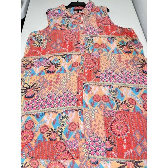 Zac & Rachel Women’s Bohemian Button Down Long Line Peach Dress Size 3X - Picture 8 of 14